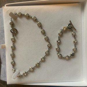 silver and gem bracelet and necklace set